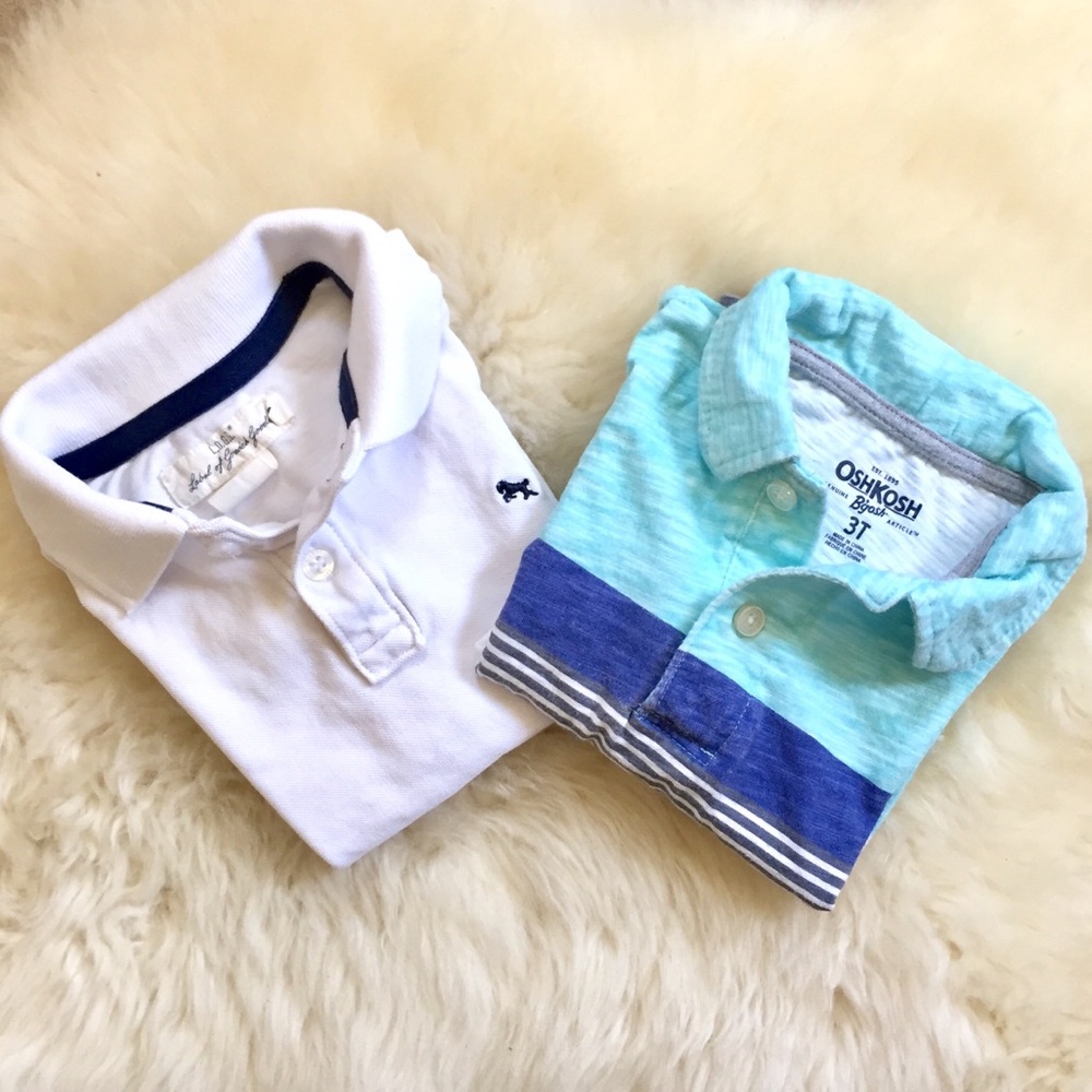2 Short Sleeve Polo Shirts By OshKosh B’gosh & H&M